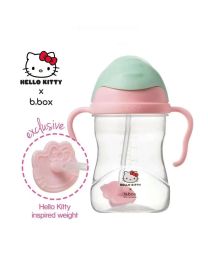 B.BOX 限量HelloKitty 棉花糖款 婴幼儿重力球吸管杯 防漏 240ml  粉绿色