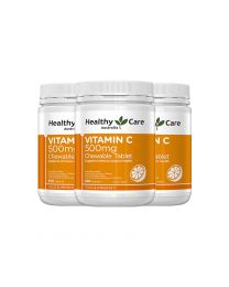 【三件装】【包邮】Healthy Care 维生素C咀嚼片 500粒