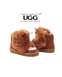 【包邮】KIDS OZWEAR UGG OB296 栗色 儿童雪地靴小狐狸立体加厚带绒保暖（5/6、7/8、9/10、11/12、13/1、1/2）  下单前请联系客服备注尺码哦